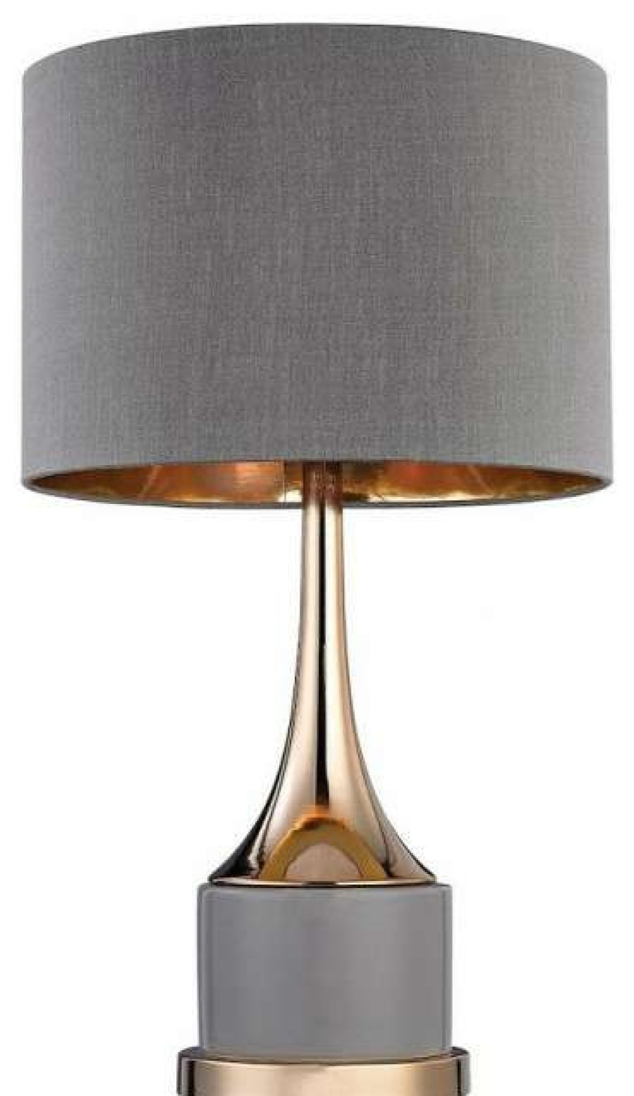 Lamps * | Deals Bailey Street Home Gold-Grey Table Lamp Made Of Ceramic And Metal A Grey Faux Silk Shade An On/Off