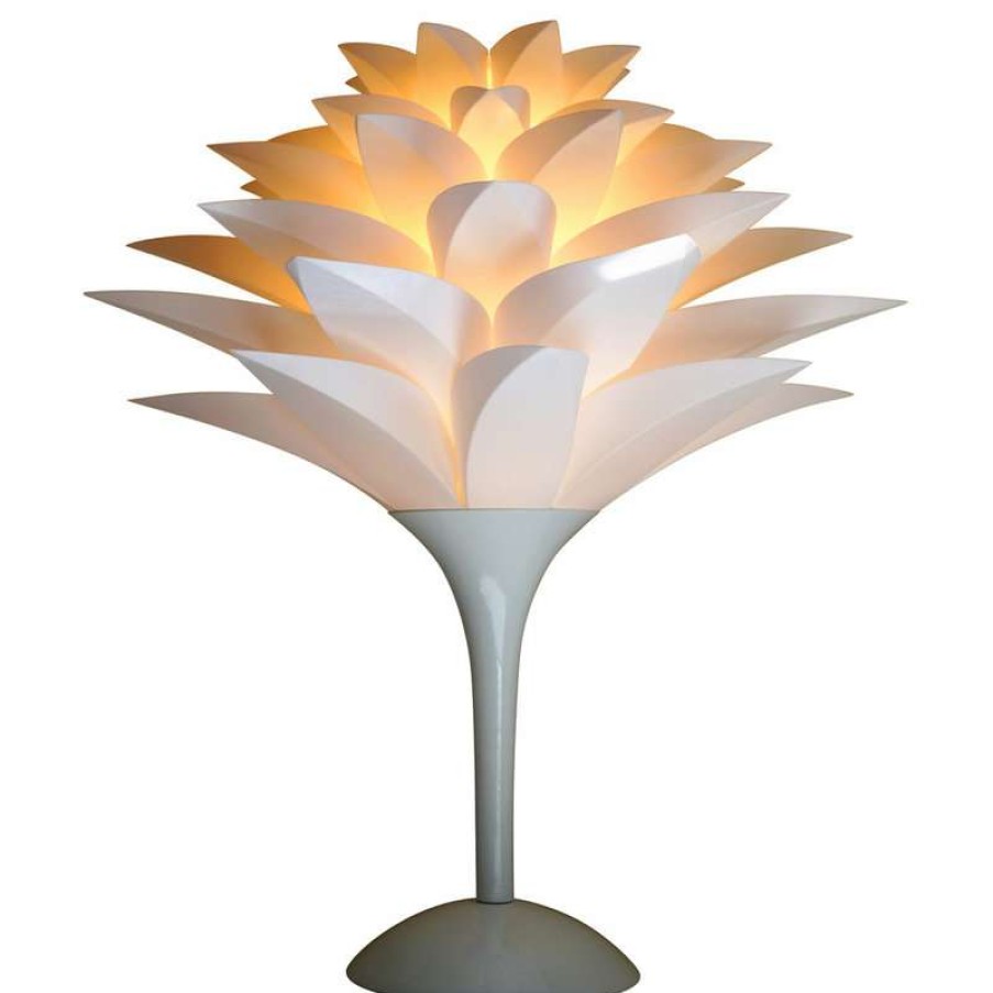 Lamps * | Budget California Lighting Llc Pure White Lotus Flower Shade Table Lamp