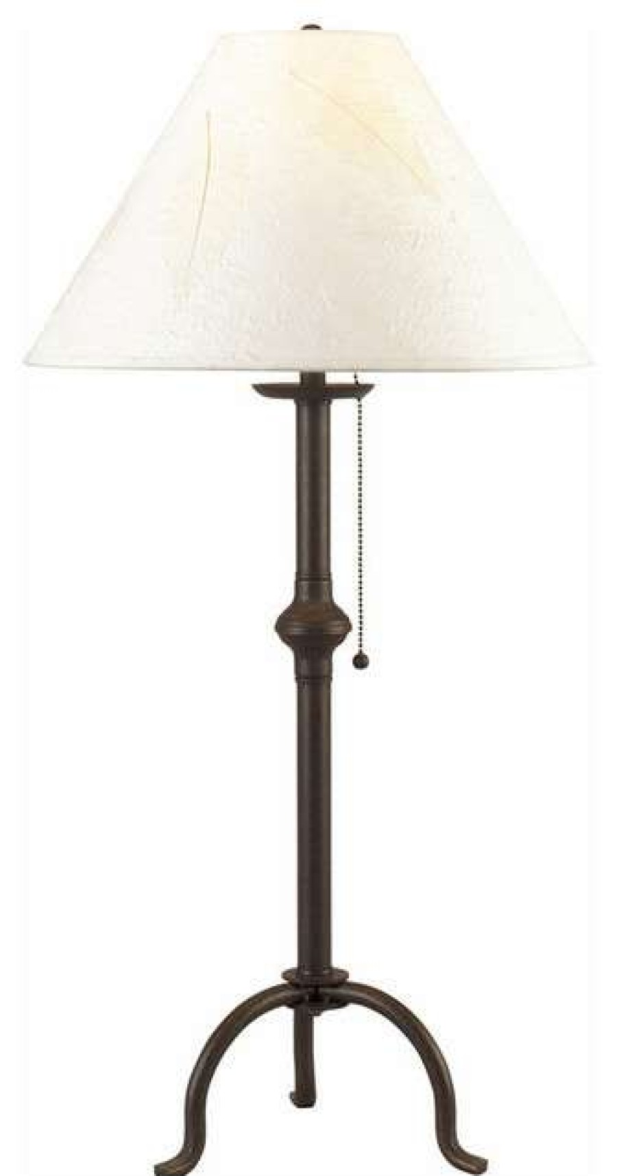 Lamps * | Best Sale Cal Lighting 75W Iron Table Lamp With Pull Chain, Black Finish, Off White Shade