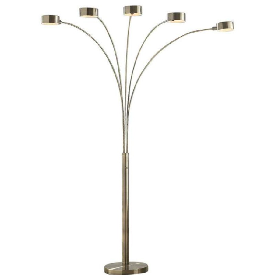 Lamps * | Promo Artiva Usa Micah Plus 88 Antique Satin Brass Led 5-Arch Floor Lamp With Dimmer