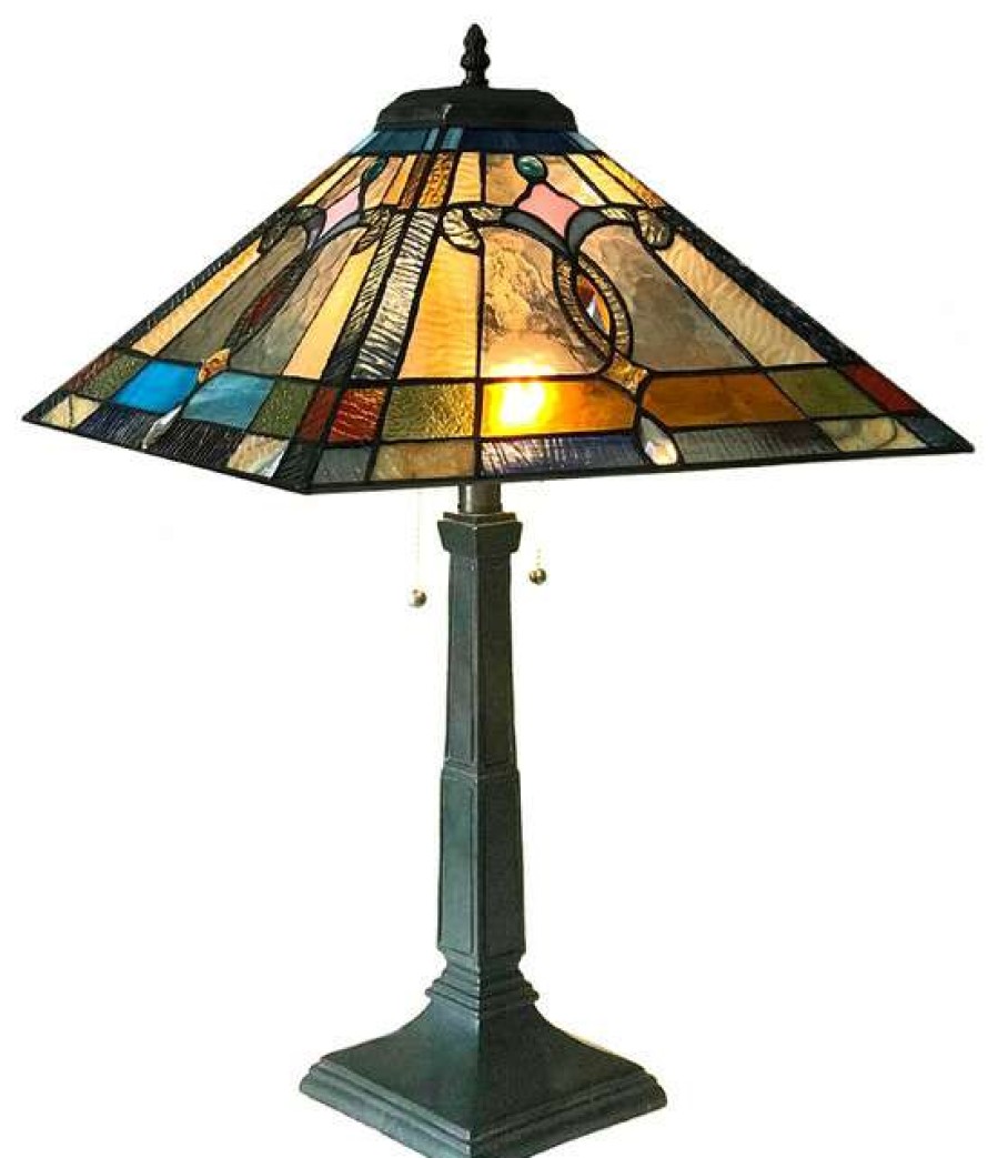 Lamps * | Best Deal Chloe Lighting, Inc. Chloe Lighting Jonathan Mission 2-Light Antique Dark Bronze Table Lamp 16