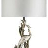 Lamps * | Hot Sale Bailey Street Home Polished Chrome Heron Table Lamp Gold Cattail Accent Ivory Sateen Shade Made Of