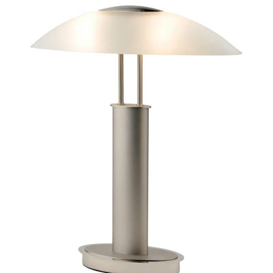 Lamps * | Outlet Artiva Avalon Plus Led 2-Tone Touch Table Lamp With Oval Frosted Glass Shade