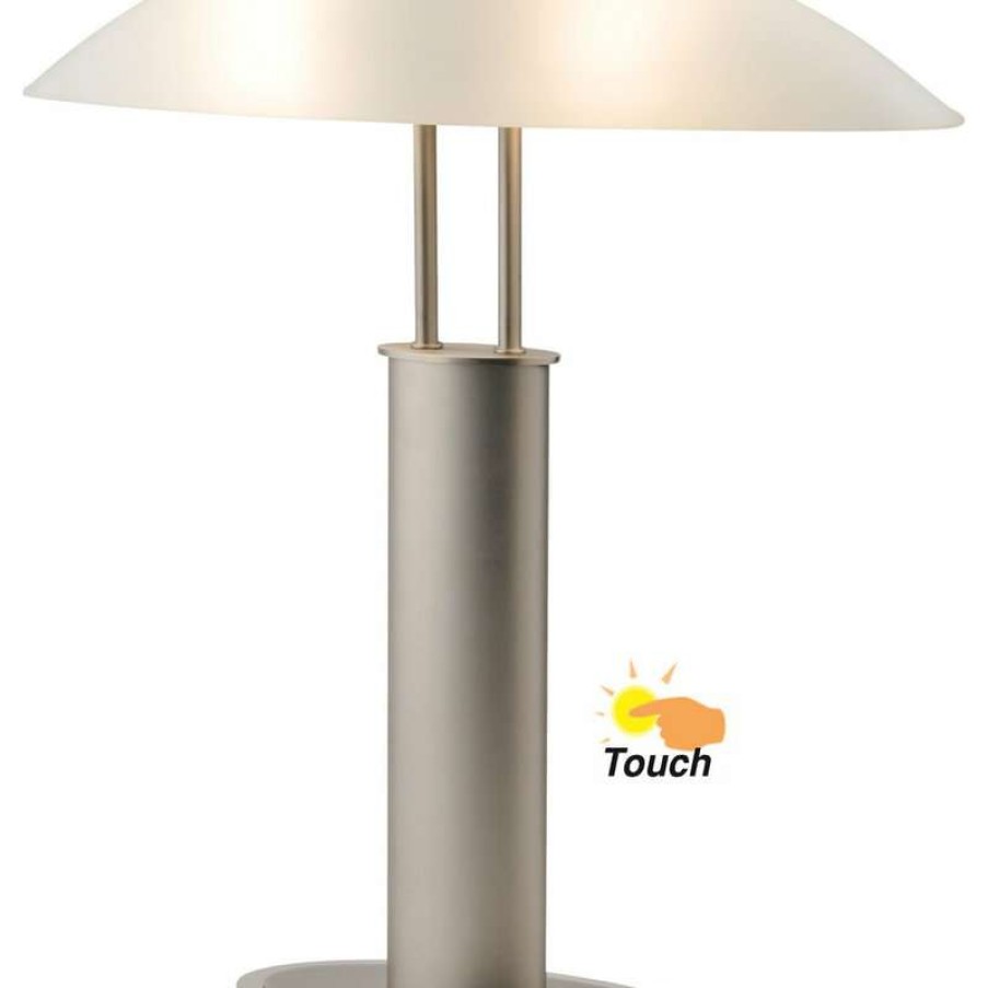 Lamps * | Outlet Artiva Avalon Plus Led 2-Tone Touch Table Lamp With Oval Frosted Glass Shade