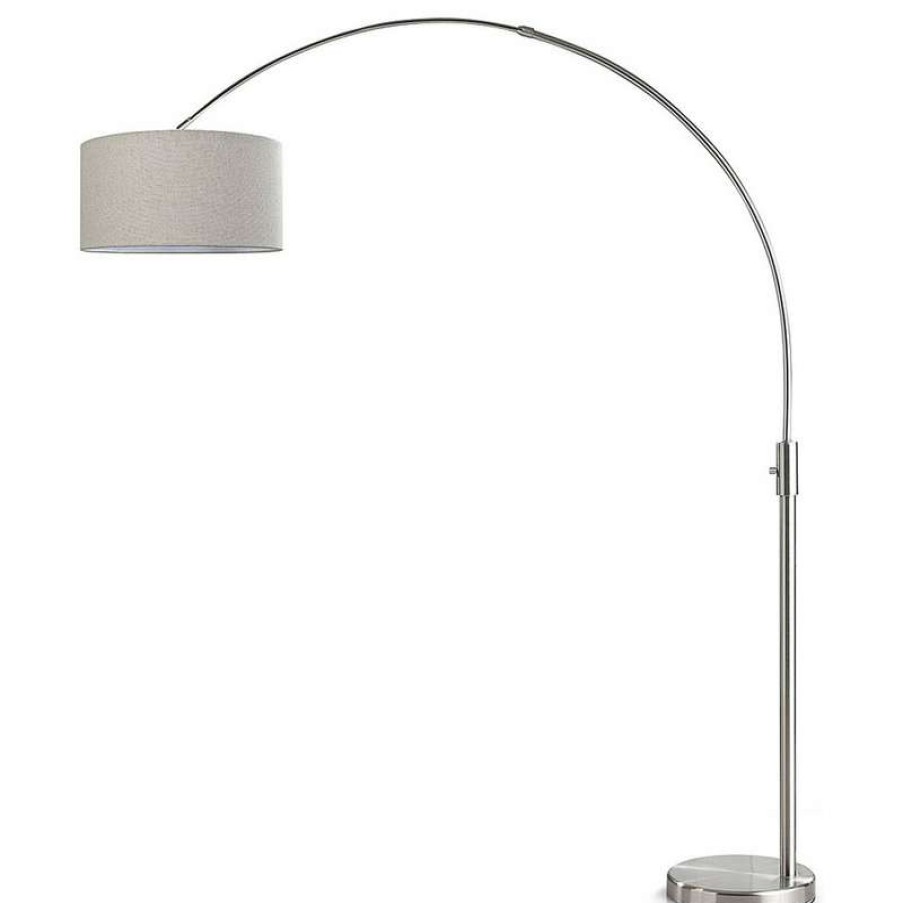 Lamps * | Cheapest Homeglam Orbita Arch Floor Lamp, Dimmer, 12W Dimmable Led Bulb Included, Drum Shade, Tan