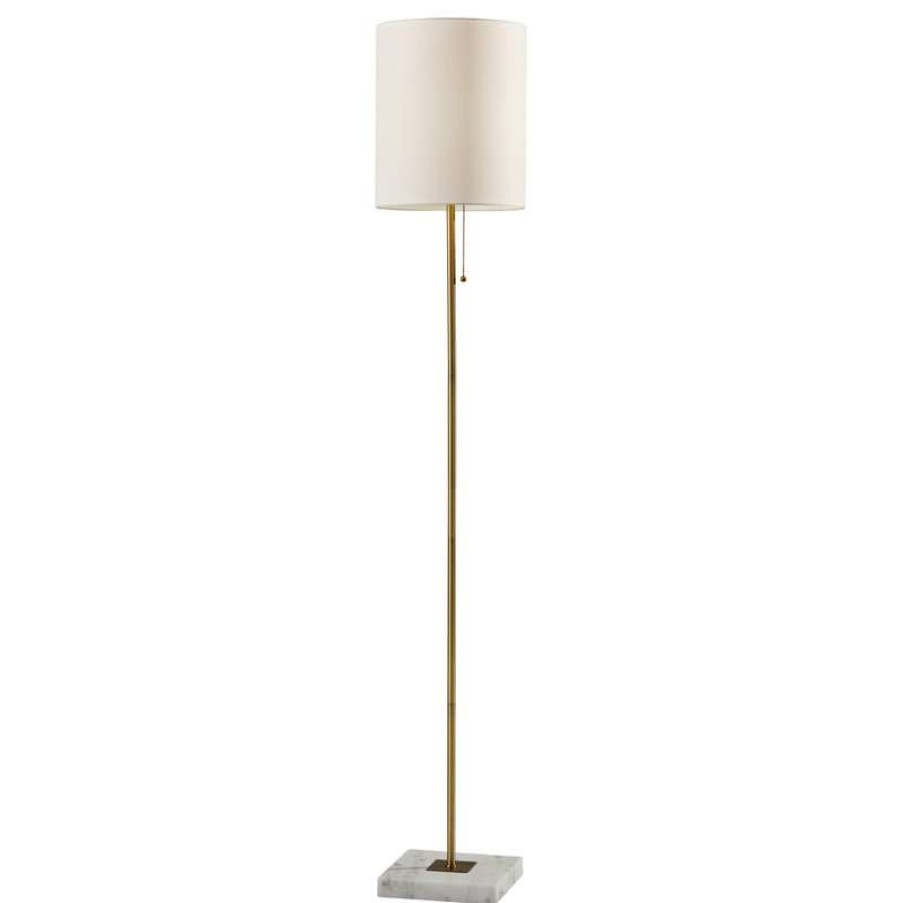 Lamps * | Hot Sale Adesso Fiona Flr Lamp- Antique Brass