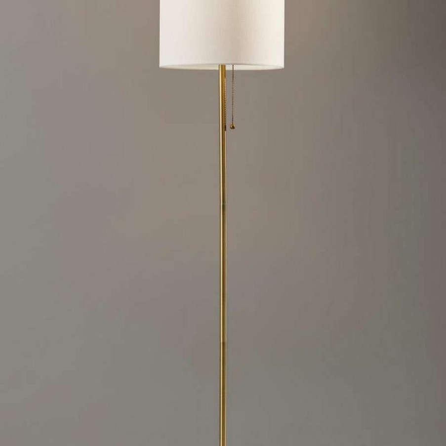 Lamps * | Hot Sale Adesso Fiona Flr Lamp- Antique Brass