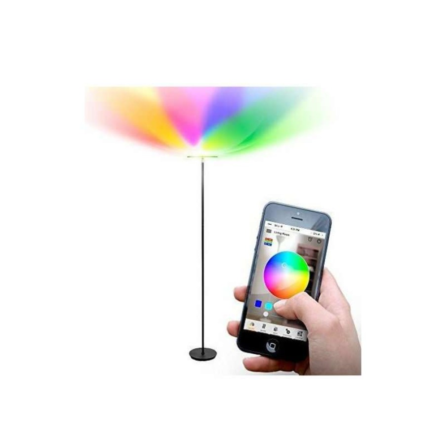 Lamps * | Deals Brightech Sky Colors Color Changing Torchiere Led Smart Floor Lamp Black