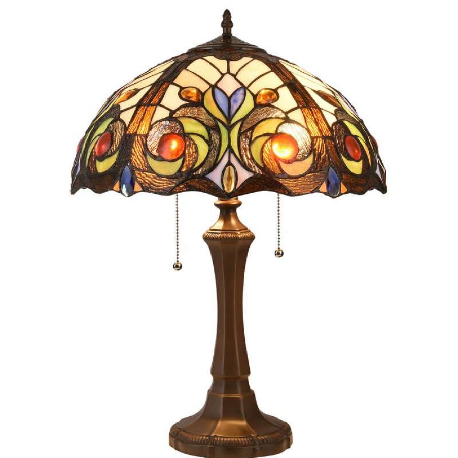 Lamps * | Brand New Chloe Lighting, Inc. Chloe Lighting Lennon Tiffany Dark Bronze 2-Light Victorian Table Lamp