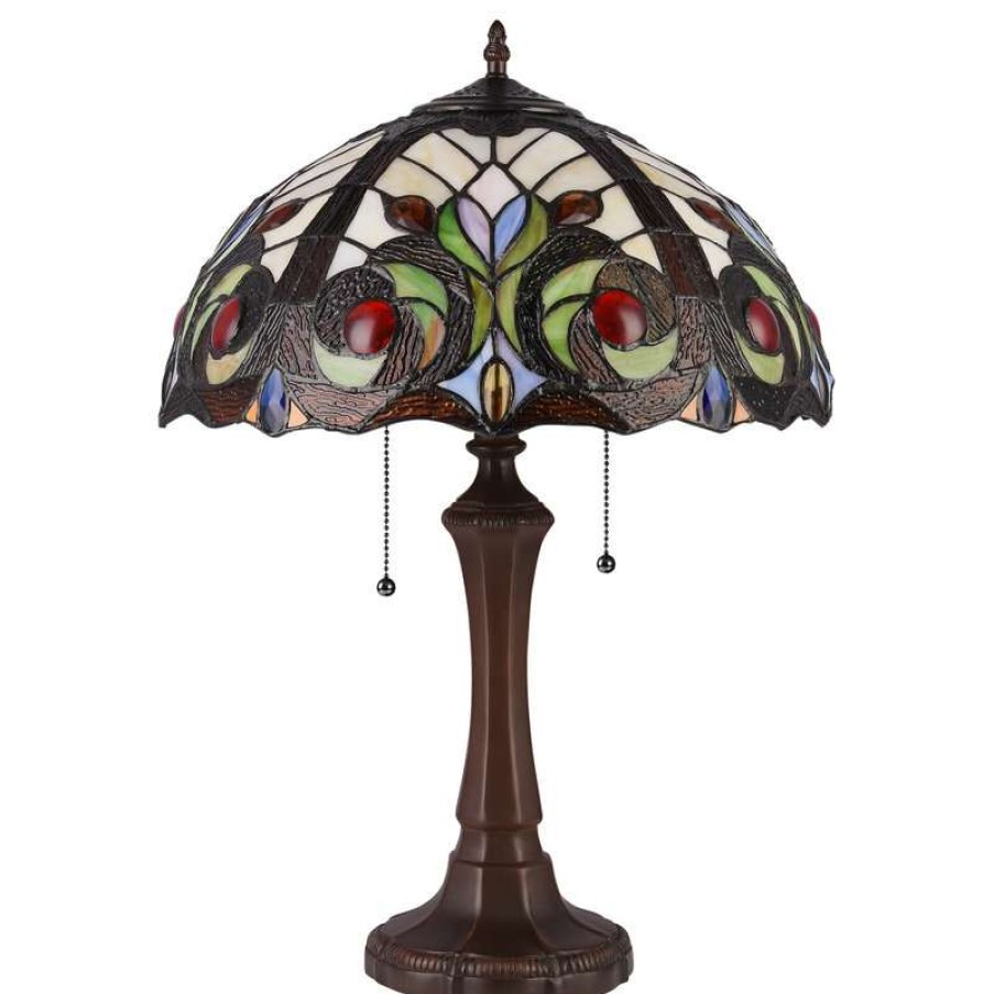 Lamps * | Brand New Chloe Lighting, Inc. Chloe Lighting Lennon Tiffany Dark Bronze 2-Light Victorian Table Lamp